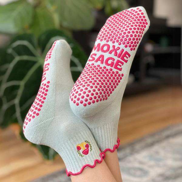 3 Pairs Ruffles Embroidered Grippy Grip Pilates Socks Test Sample